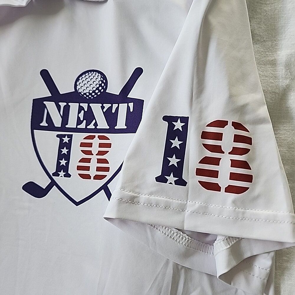 Old Fashioned Golf Polo Shirt Mens Size M White Wisconsin Patriotic USA Next 18